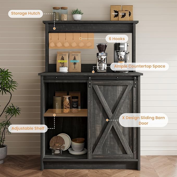 4ever2buy Farmhouse Coffee Bar Cabinet - Image 6