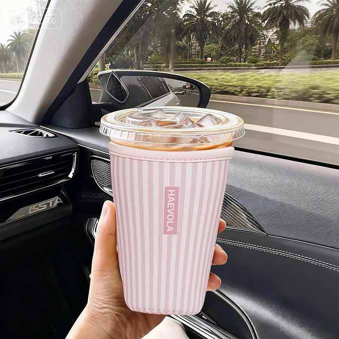 Reusable Insulated Neoprene Iced Coffee Cup Sleeve, Durable Drink Sleeve - Image 2