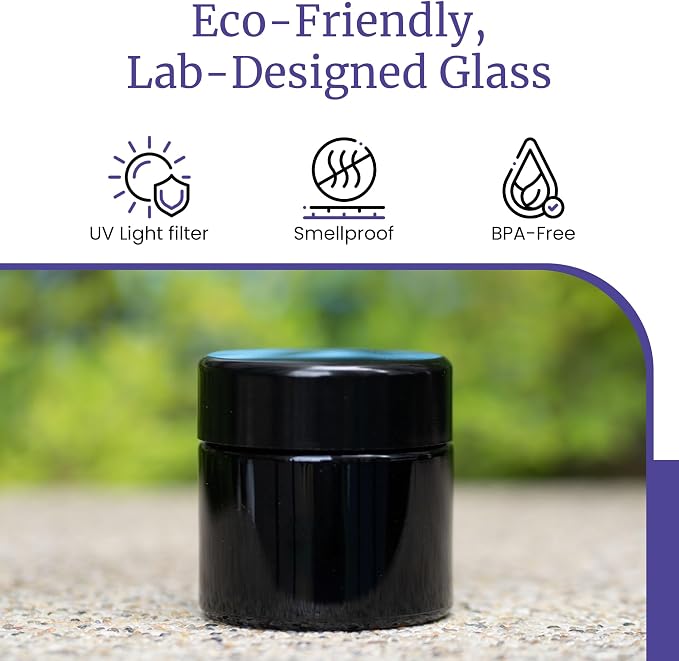Infinity Jars Tall Black Glass Jar 100 ml Ultraviolet Airtight Smell Proof - Image 7