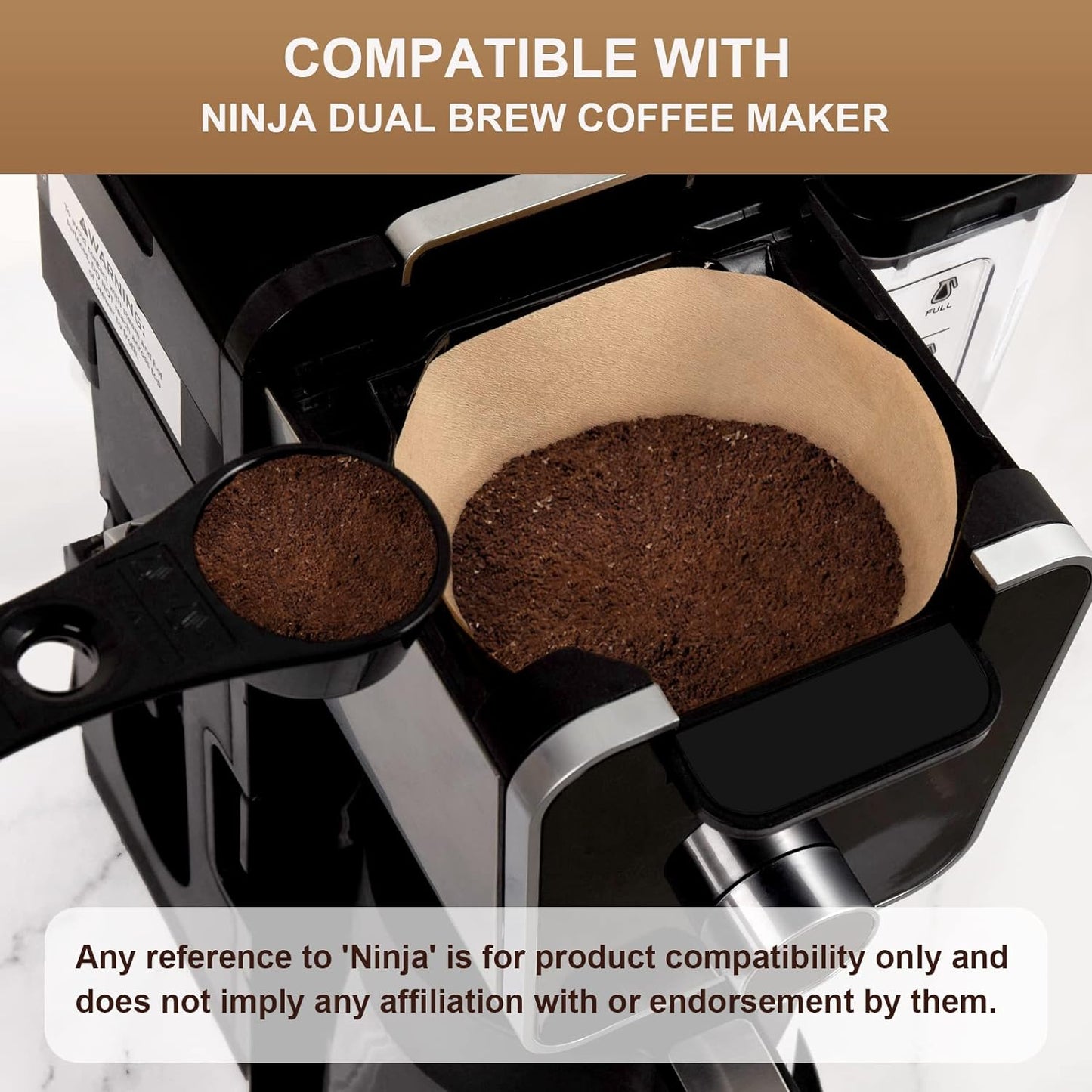 Disposable Coffee Paper Filters for Ninja Dual Brew Coffee Maker,200 Pcs #4 Cone Replacement Filter Compatible with Ninja DualBrew Pro CFP301 CFP201 Coffee Maker