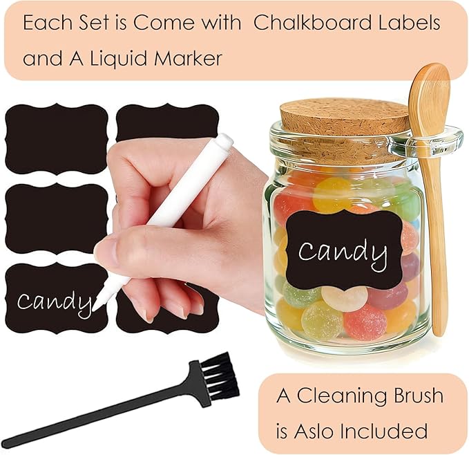 Ahhute Glass Sugar Scrubs Jars, Bath Salt Container, Snacks Spice Jars w/Bamboo - Image 6