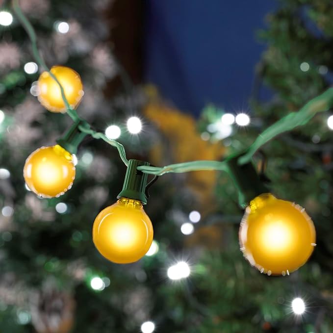 G50 Patio String Lights with 25 Yellow Globe Bulbs – Outdoor String Lights – - Image 6
