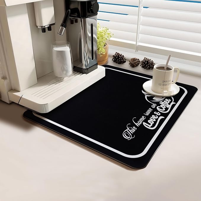 Coffee Bar Mat Rubber Dish Drying Mat by PtRug