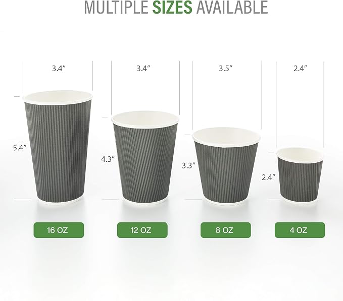 Restaurantware Ripple Wall Coffee Cups 25 Count 8 Ounce Insulated Gray Paper - Image 3