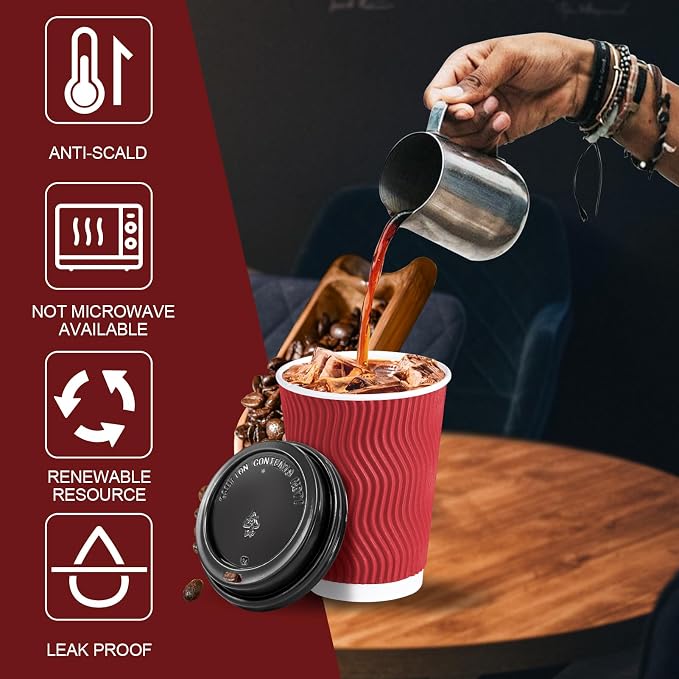 Lamosi 12 OZ Disposable Coffee Cups - Image 3