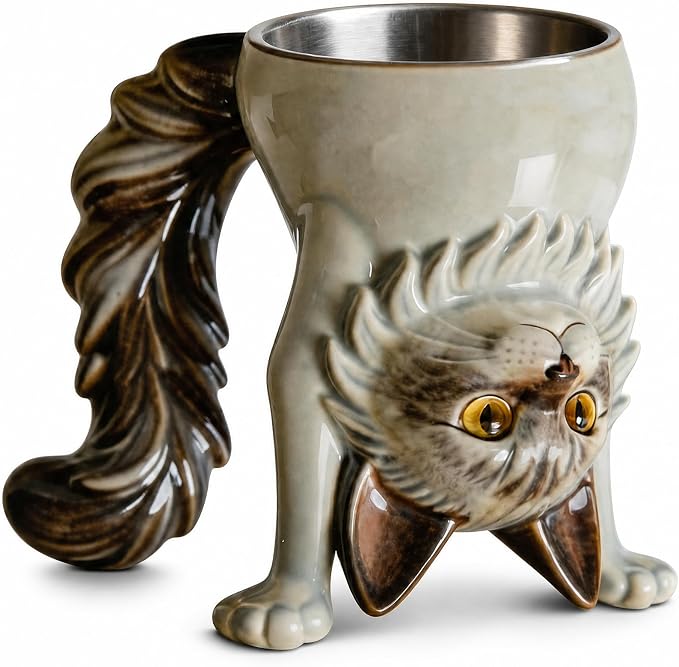Maine Coon Cat Mug, 2-in-1 Funny Novelty Coffee Cup Transforms into Cat by FaceNFace