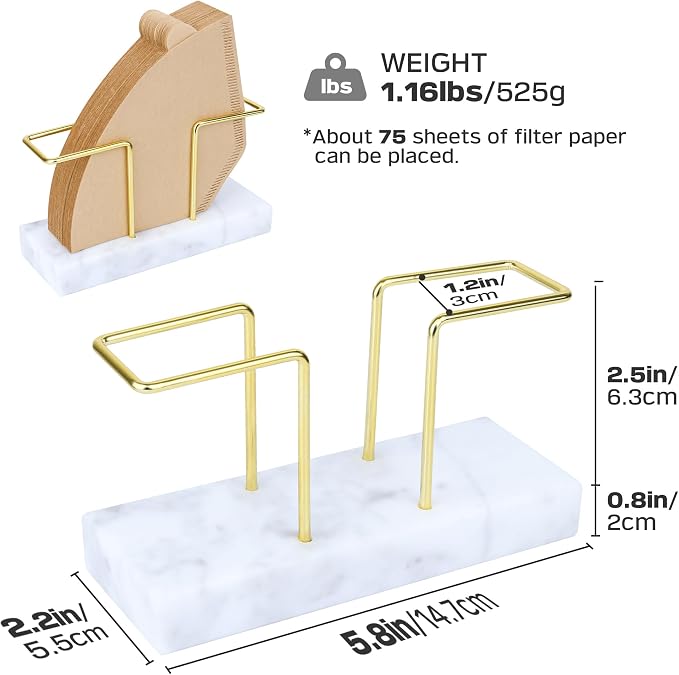 Coffee Filter Holder Storage, Marble & Brass Rack Coffee Filter Container - Image 5
