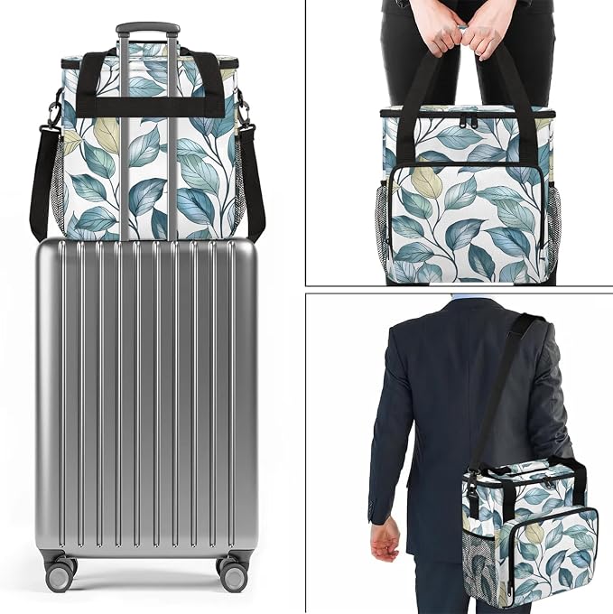 Eucalyptus Leaf Spring Sage Green Coffee Maker Carring Bag, Large Insulated - Image 7