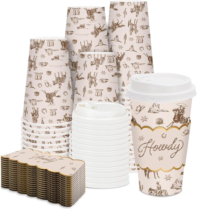 JarThenaAMCS 50 Pcs Western Cowboy Coffee Cups by JarThenaAMCS
