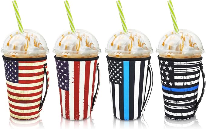 4Pack Reusable Iced Coffee Sleeve Insulator Sleeves by AJLTPA