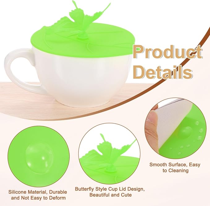 uxcell 4pcs Silicone Butterfly Cup Lids, 5 Inch, Microwave Safe - Image 3