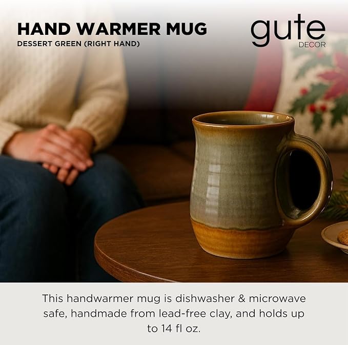 Hand Warmer Mug, Ceramic Pottery and Hand Painted & Colored - Image 3
