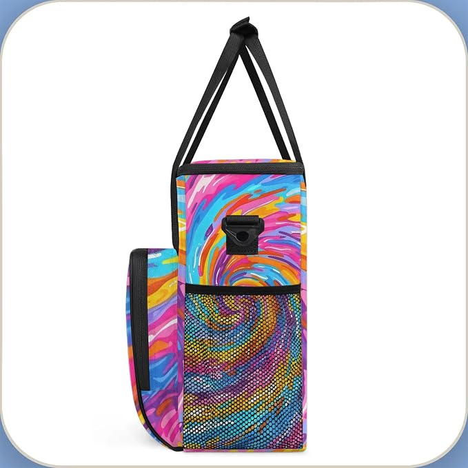 Tie Dye Colorful Boho Rainbow Coffee Maker Carring Bag, Large Insulated Storage - Image 4