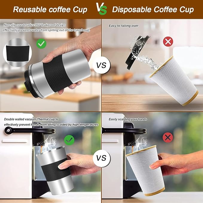 YINBAOGE Insulated Travel Coffee Mug, Spill & Leak Proof, Portable To Go - Image 5