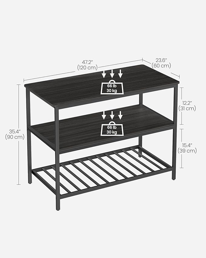 VASAGLE Kitchen Island with 3 Shelves, 47.2 Inches Width Kitchen Shelf with - Image 3