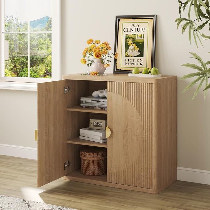Modern Kitchen Sideboard with Storage, 31.5" Buffet Cabinet with 3 Adjustable - Image 4