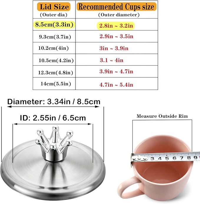 3.3 Inch Stainless Steel Wine Glass Covers to Keep Bugs Out, Universal Lid - Image 2