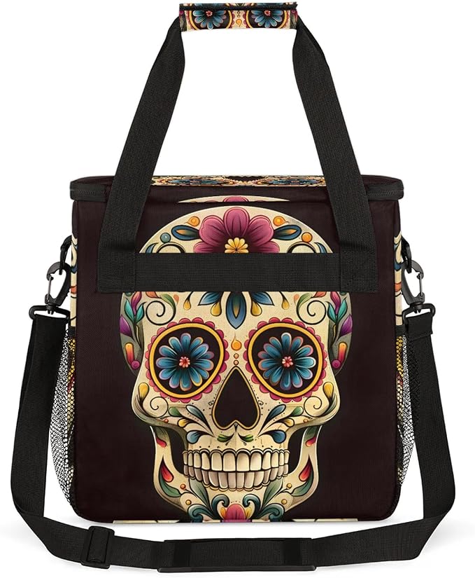 Day The Dead Skull Halloween Coffee Maker Carring Bag, Large Insulated Storage - Image 6