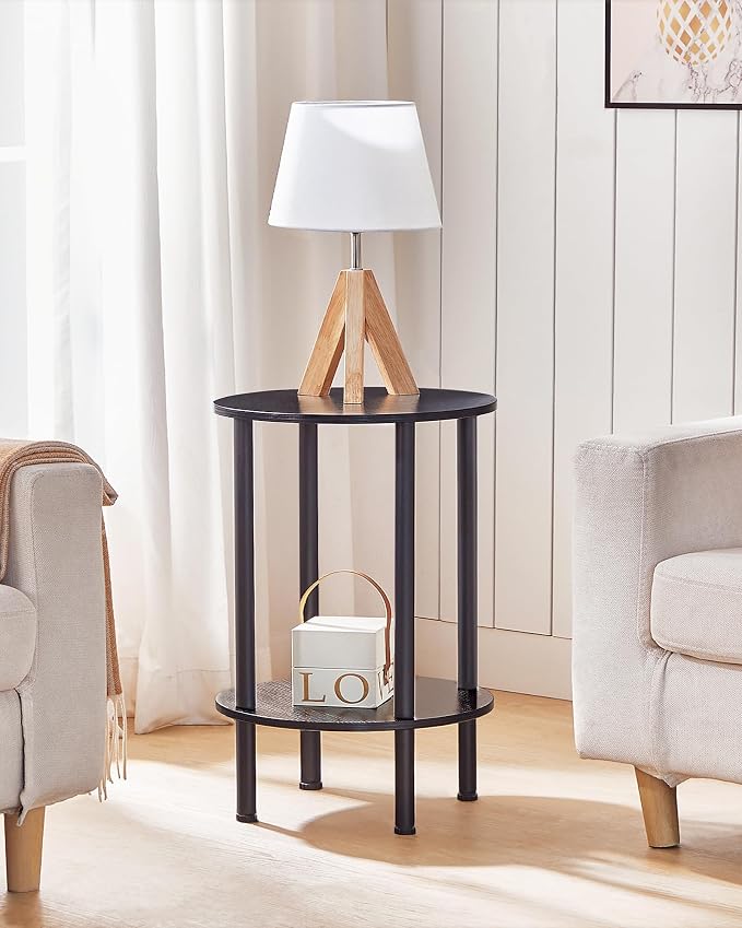 CHOEZON Round Side Table, 2-Tier End Table, Small Round Nightstand - Image 2