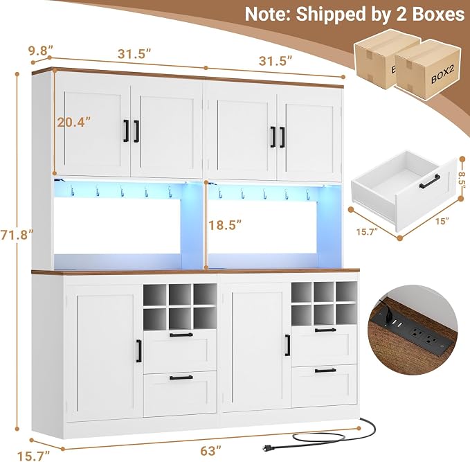Unikito 72" Tall Pantry Cabinet, Kitchen Pantry Storage Cabinet - Image 7