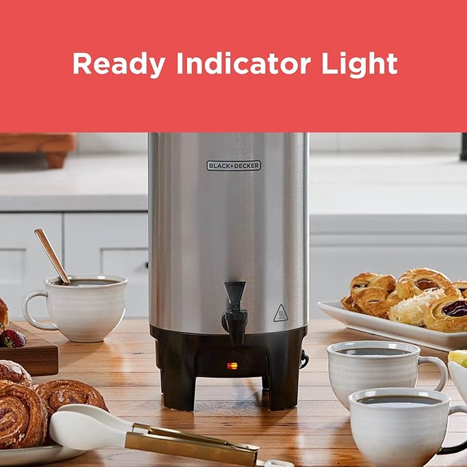 BLACK+DECKER 40 Cup Coffee Urn, Fast Brewing, Keep Warm Function, Heat - Image 5