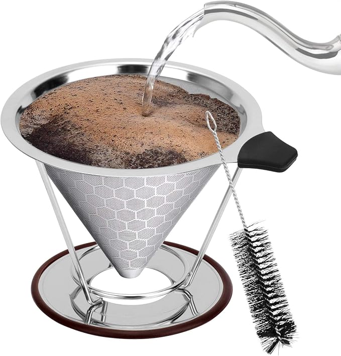 Pour Over Coffee Dripper, Reusable Stainless Pour Over Coffee Maker for by AKEYSRC