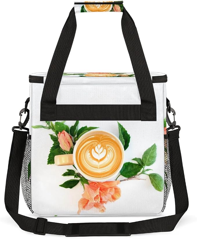 coffee beans cup flower Coffee Maker Carring Bag Travel Carrying Storage Tote - Image 5