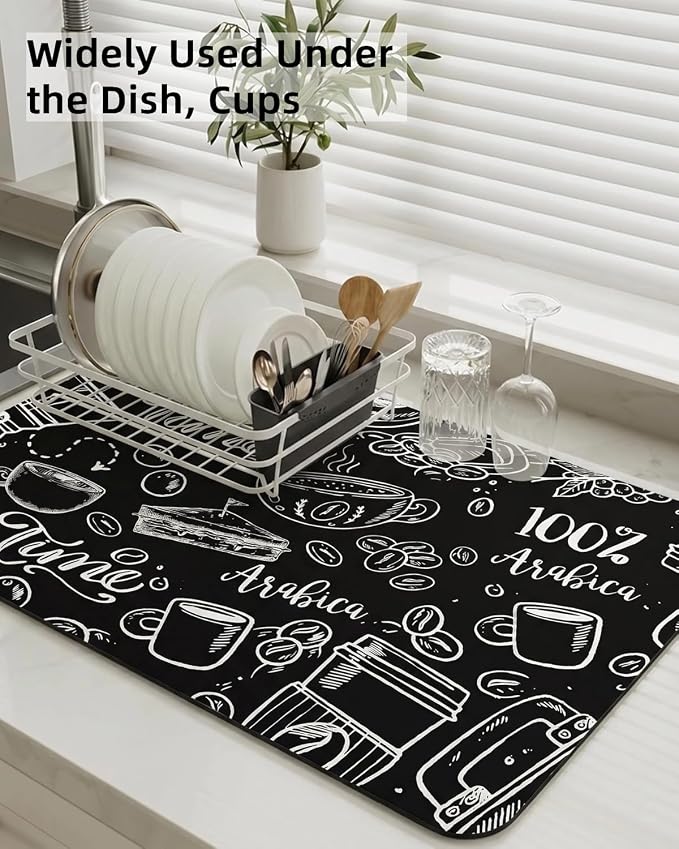 Coffee Mat 16"x24" Coffee Bar Mat Rubber Backed Bar Accessories Super Absorbent - Image 8