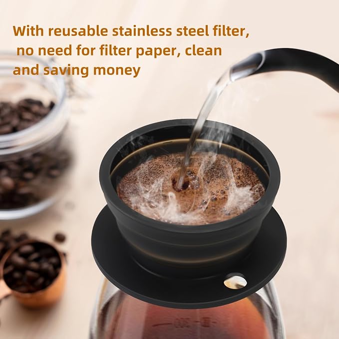 2-Packs Travel Collapsible Paperless Pour Over Coffee Dripper Kit - Image 2