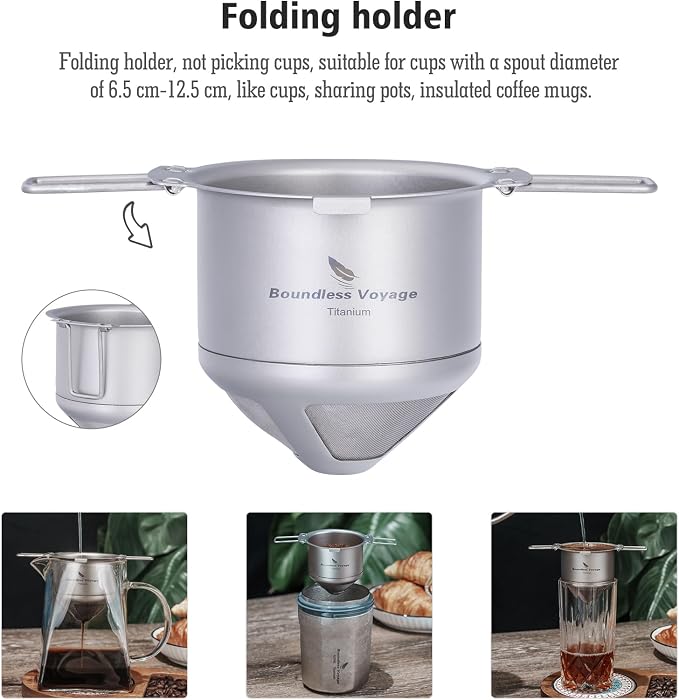 Boundless Voyage Titanium Coffee Drip Filter Reusable Pour-Over Coffee Filters - Image 4