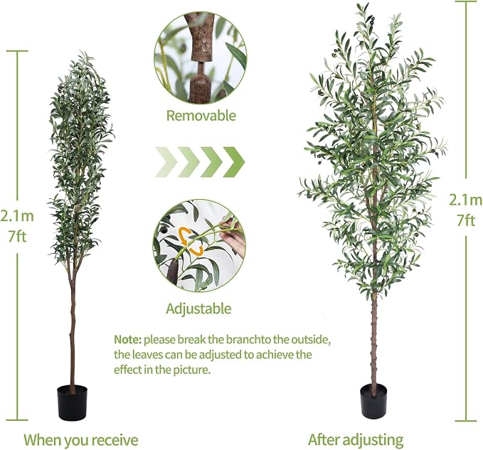 Artificial Olive Tree, 7FT Tall Faux Olive Trees 84in Outdoor Fake Potted Silk - Image 5