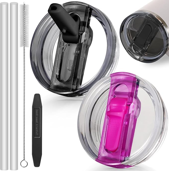 40oz Flip Straw Leak Proof Lid for Stanley Cup Accessories, 2 Pack No Spill Lid by ANTAND