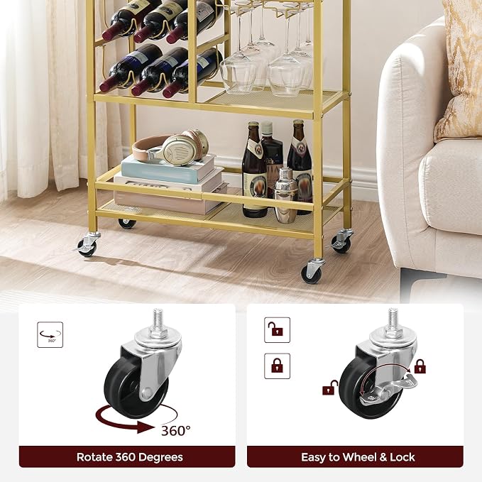 MAHANCRIS Bar Cart for Home, 3-Tier Serving Cart - Image 5