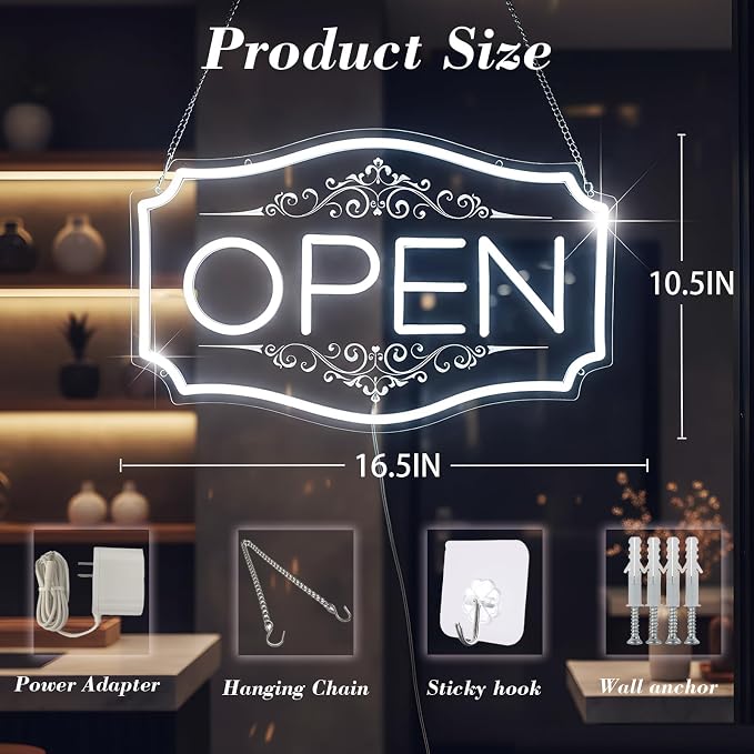 Open Sign for Business, LED Dimmable Neon Open Sign - Image 2