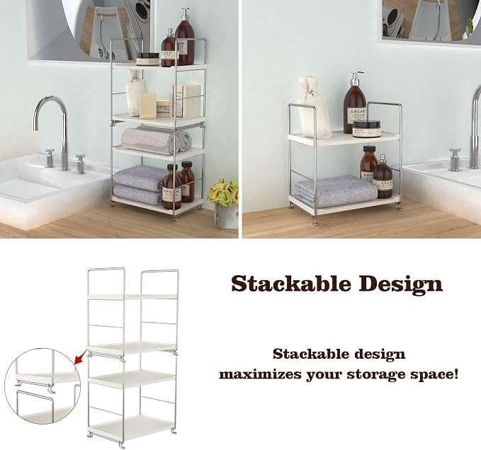 Plastic/Metal Freestanding Stackable Organizer Shelf, Bathroom Countertop - Image 9