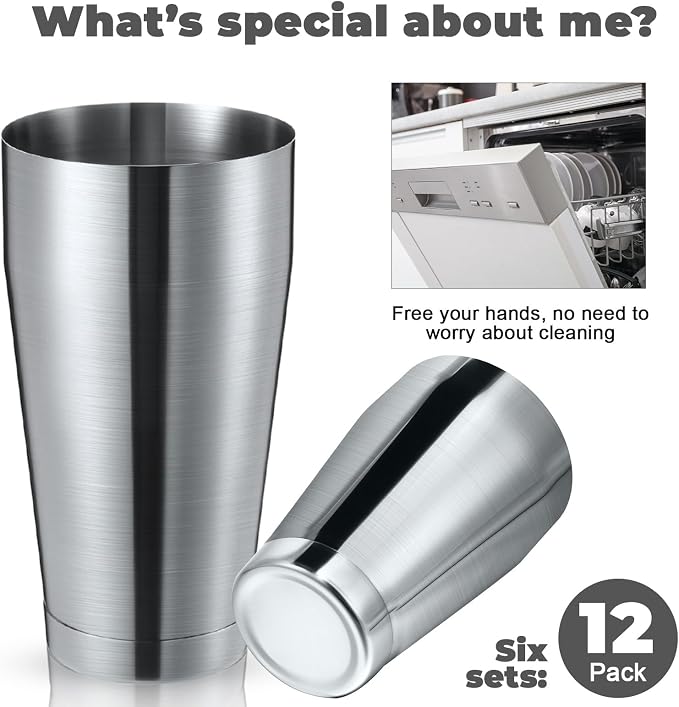 Sabary 12 Pcs Cocktail Shakers Professional Bar Shaker Boston Set Stainless - Image 4