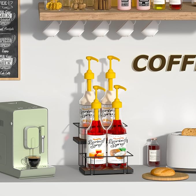 Alyoen Coffee Syrup Rack Organizer, 4 Bottles Syrup Holder Stand - Image 5