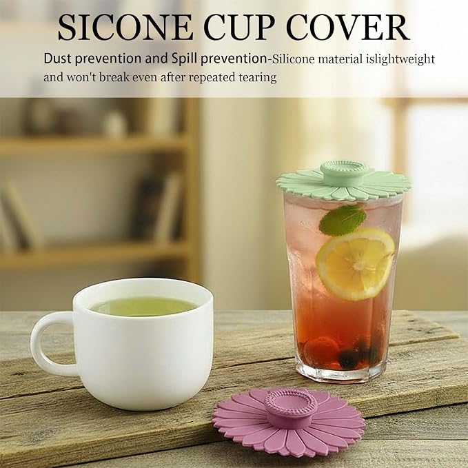 Sunflower Silicone Cup Covers, Reusable & Flexible Mug Covers and Silicone Lids - Image 5