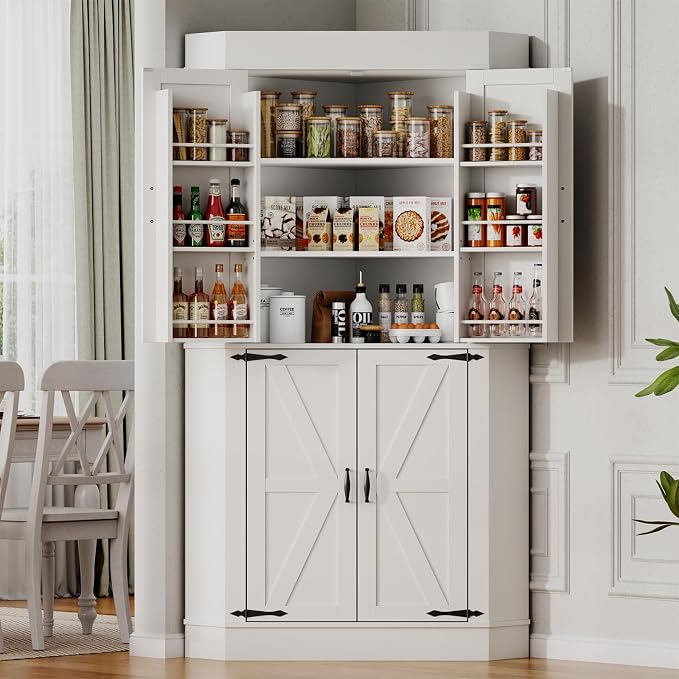 Gyfimoie Corner Cabinet, Kitchen Pantry Storage Cabinet, Freestanding Buffet by Gyfimoie