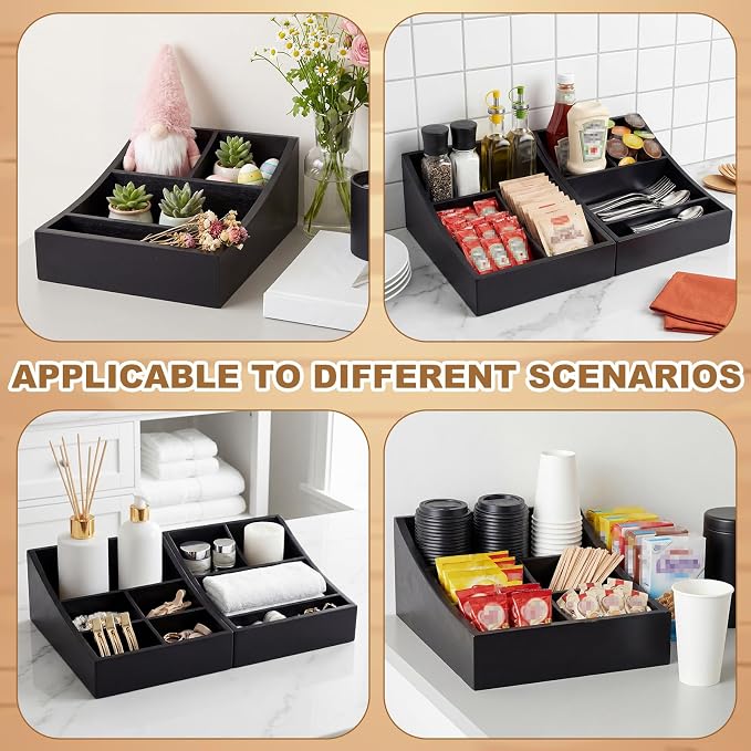 3 Pcs Coffee Station Organizer Bar Accessories Include 2 Wooden Coffee Bar - Image 6