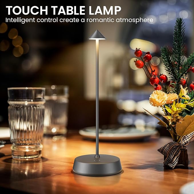 Rechargeable Cordless Small Table Lamp, 6000mAh Battery Operated, LED Touch - Image 2