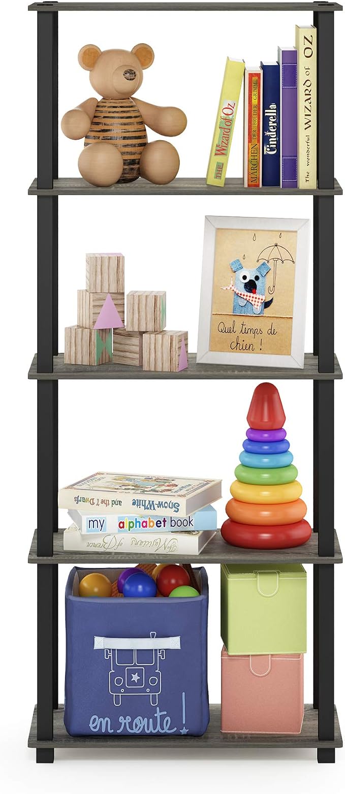 Furinno TURN-S-TUBE Book Shelf, 5-Tier Toolless Storage Shelves - Image 4