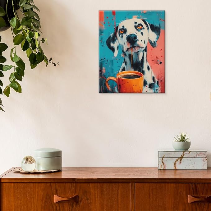 Trendy Dalmatian Dog Coffee Bar Wall Art Print Dog Graffiti Poster Painting - Image 4