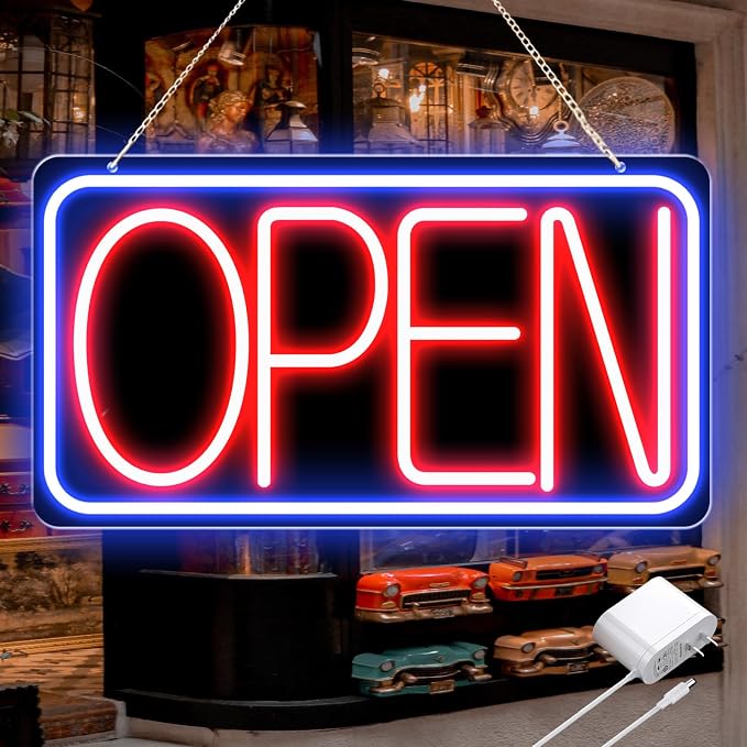16.5" X 9" Led Neon Open Signs for Business Ultra Bright Plug In Electric Light by Unknown