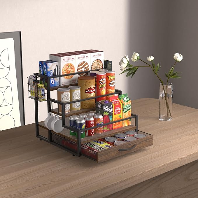 Countertop Coffee Syrup Rack Organizer, 4-Tier Wooden Holder Stand - Image 6