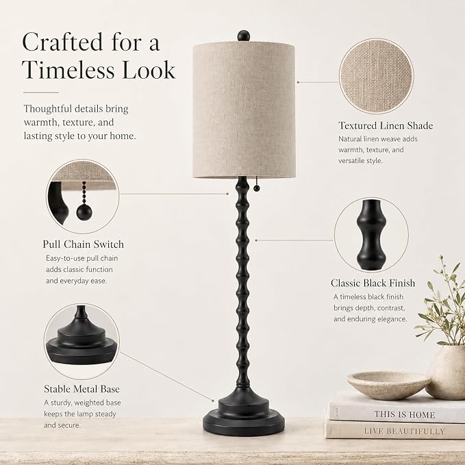 Buffet Lamps Set of 2, Dining Sideboard & Living Room, Candlestick Lamps - Image 7