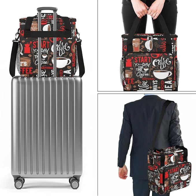 coffee beans cup red Coffee Maker Carring Bag Travel Carrying Storage Tote Bag - Image 7