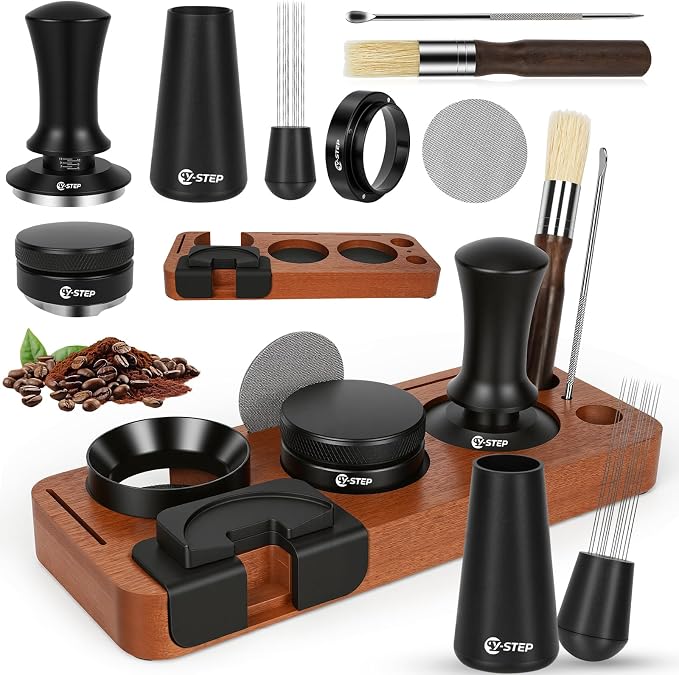 Y-Step 8 Pcs Espresso Accessories Kit, 51mm Espresso Tamper Kit Espresso Tools by Y-Step