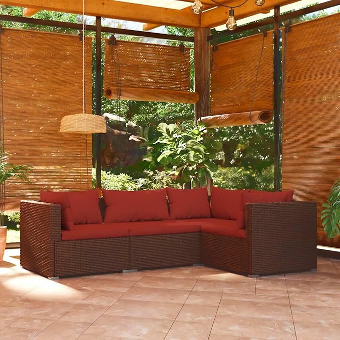 4 Piece Garden Lounge Set, Modular Poly Rattan Seating - Image 2