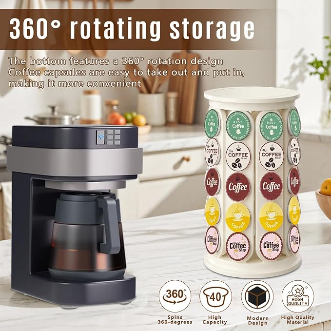 K Cup Holder, Coffee Pod Storage Carousel Holder Organizer Compatible - Image 2